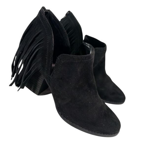 NWOT-1 SHOW! CARLOS SANTANA! BLACK GENUINE SUEDE LEATHER FRINGED BOOTIES! SZ 7M - Picture 10 of 10